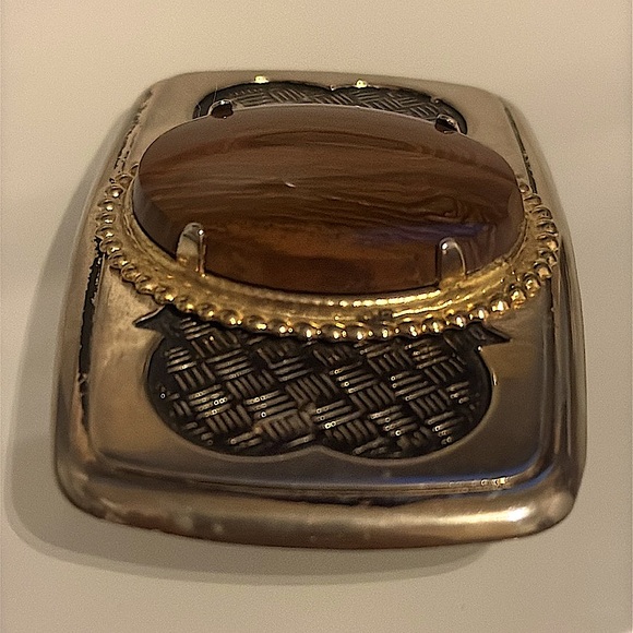 Silver Stone “Tiger Eye” Cabachon  Belt Buckle - Picture 7 of 11